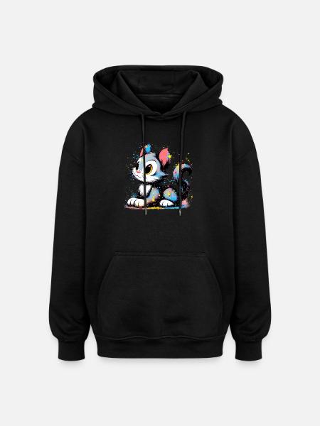 Cat - Oversized Unisex Hoodie - black