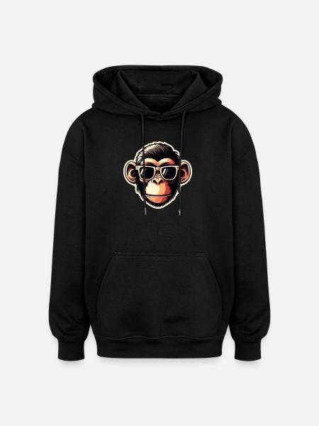 Monkey Glasses Cool - Oversized Unisex Hoodie - black