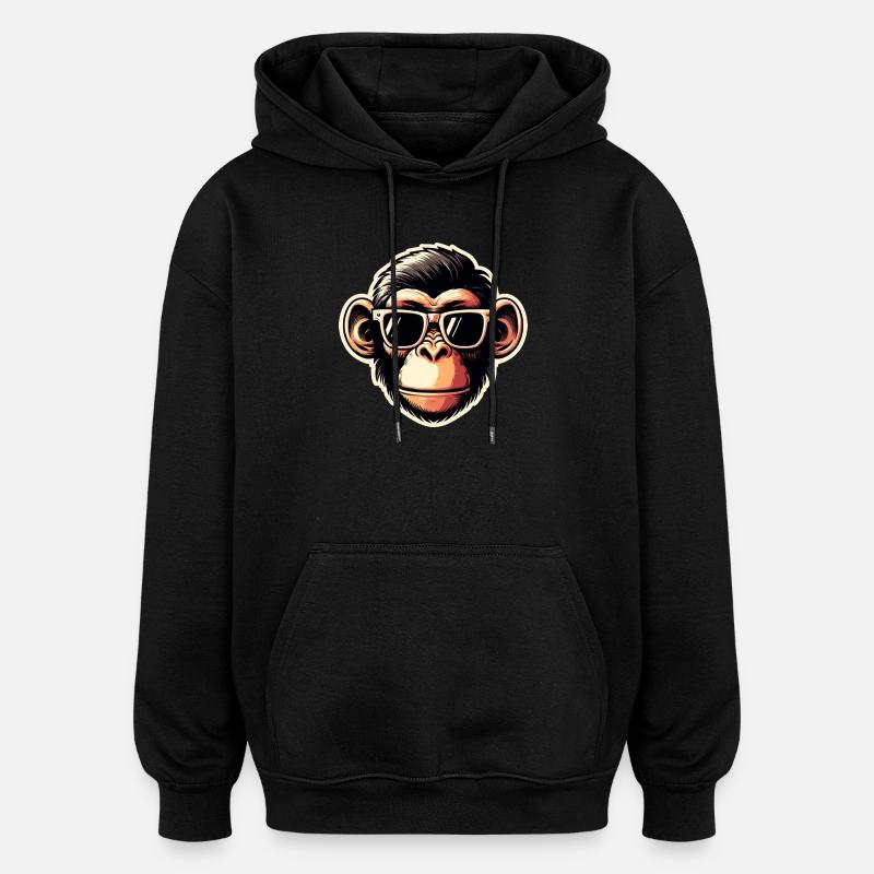 Affe Brille cool - Oversized Unisex Hoodie - Schwarz