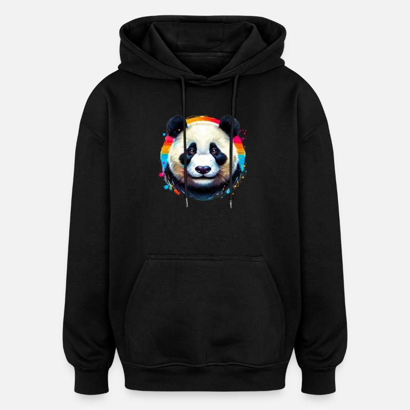 Panda - Sweat à capuche oversize unisexe - noir