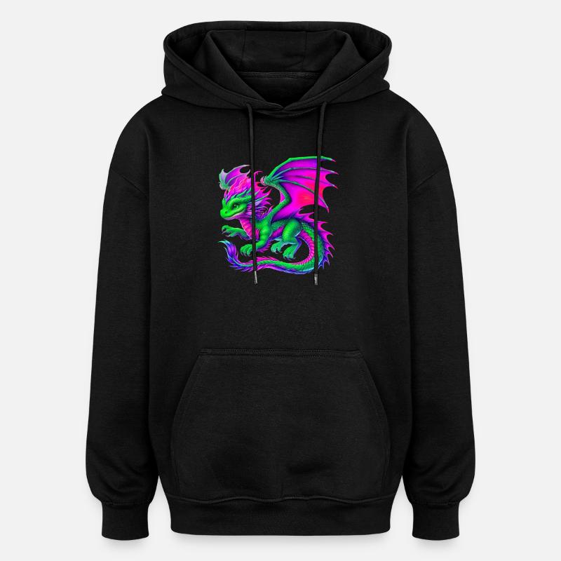 Drache - Oversized Unisex Hoodie - Schwarz