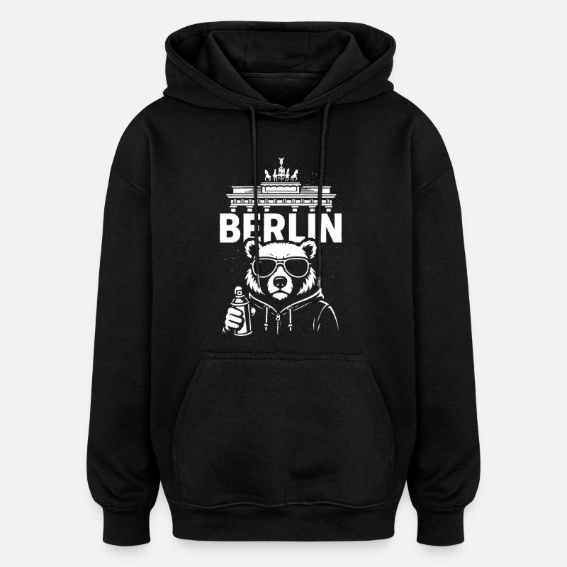 Urban Bear Berlin - Sweat à capuche oversize unisexe - noir