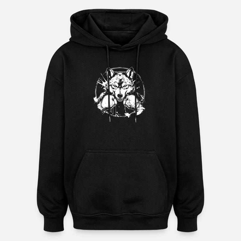 Wolf Boxer Boxe MMA - Sweat à capuche oversize unisexe - noir