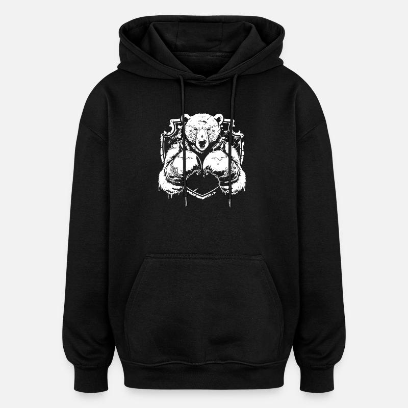 Starkes Bärenlogo mit Kampfpose Boxer - Oversized Unisex Hoodie - Schwarz