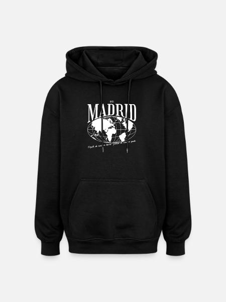 Global City Map Madrid Gift - Oversized Unisex Hoodie - black