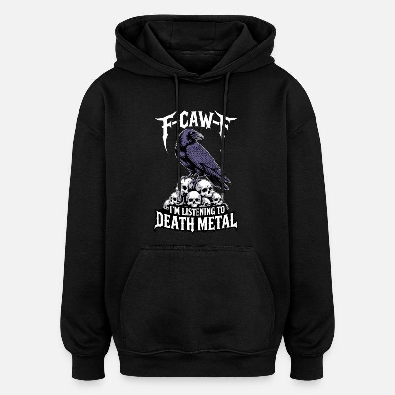 Raven over Skulls – Death Metal - Sweat à capuche oversize unisexe - noir