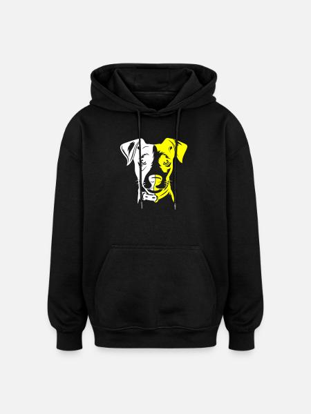 Jack Russel Terrier Dog Head - Oversized Unisex Hoodie - black