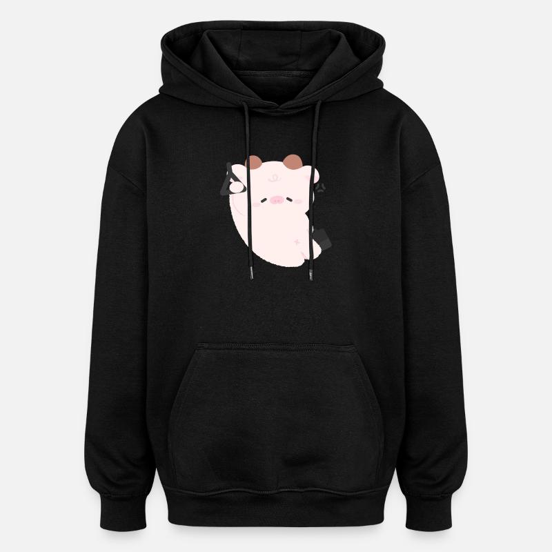 Müde Kühe pendeln - Oversized Unisex Hoodie - Schwarz