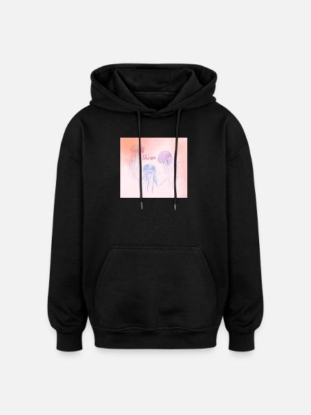 Méduse Pastel Dream - Sweat à capuche oversize unisexe - noir