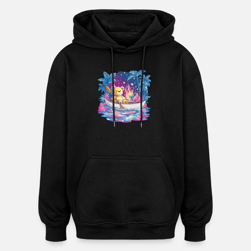 Teddy Boottraum Unter Sternenhimmel - Oversized Unisex Hoodie - Schwarz