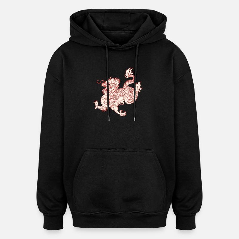 Dragon - Sweat à capuche oversize unisexe - noir