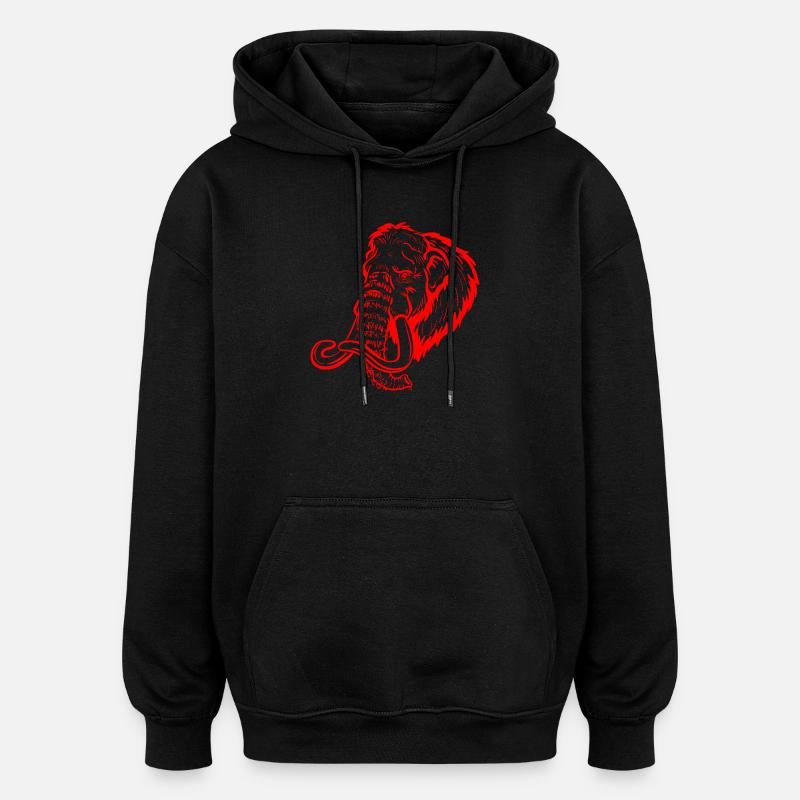 Art de lignes Red Mammoth - Sweat à capuche oversize unisexe - noir