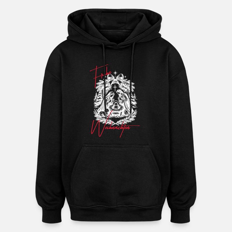 Weihnachtskrippe Schwarz Weiß - Oversized Unisex Hoodie - Schwarz