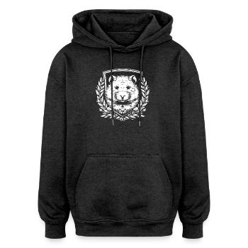 Hamster Wappen mit Lorbeerkranz - Oversized Unisex Hoodie - Anthrazit - Vorne - Noah (186cm)
