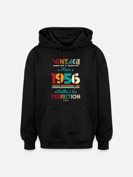 70 años de aniversario - Cosecha - marzo de 1956 - Sudadera con capucha oversize unisex - negro