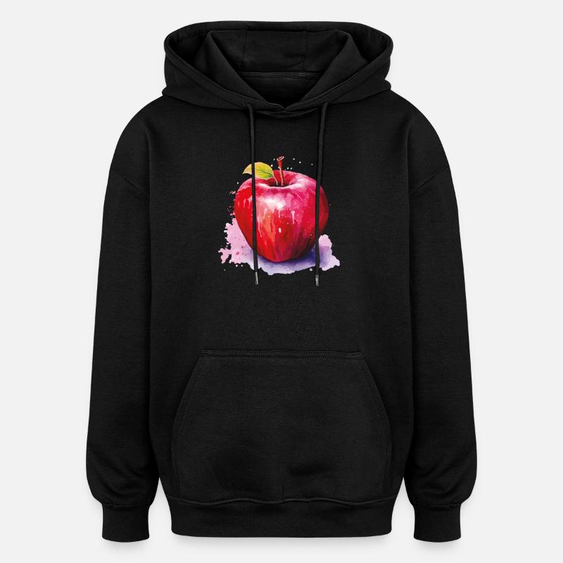 Éclaboussure à l’aquarelle pomme - Sweat à capuche oversize unisexe - noir