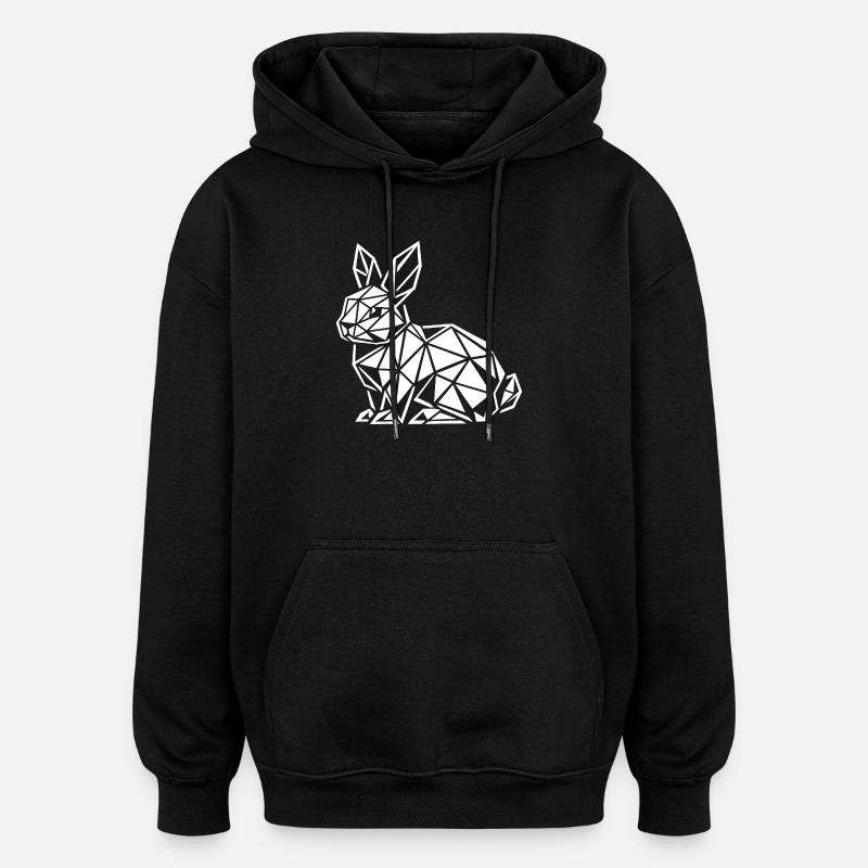 Geometric Rabbit Magic Easter Bunny - Oversized Unisex Hoodie - black