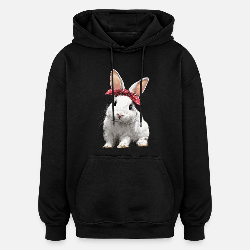 Nœud de lapin - Sweat à capuche oversize unisexe - noir