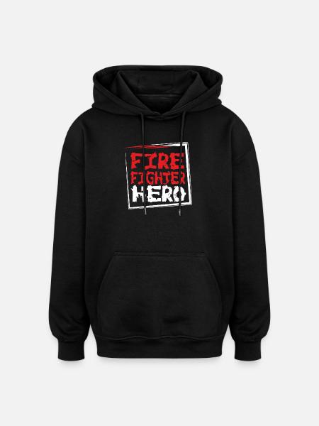 POMPIER-HÉROS - Sweat à capuche oversize unisexe - noir