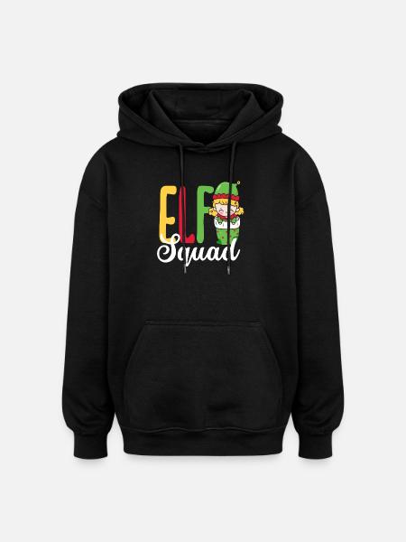 Elf Squad Sød Elverpige Jul - Oversize unisex hoodie - sort