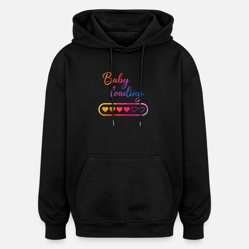 Baby loading herz - Oversized Unisex Hoodie - Schwarz