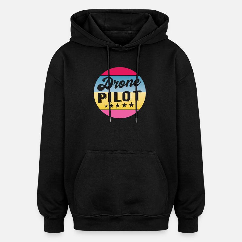 Drone Pilot Drohnenpilot Gradient Badge - Oversized Unisex Hoodie - black