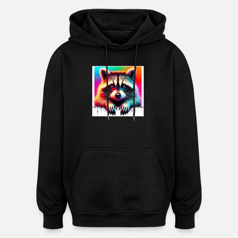 Waschbär - Oversized Unisex Hoodie - Schwarz