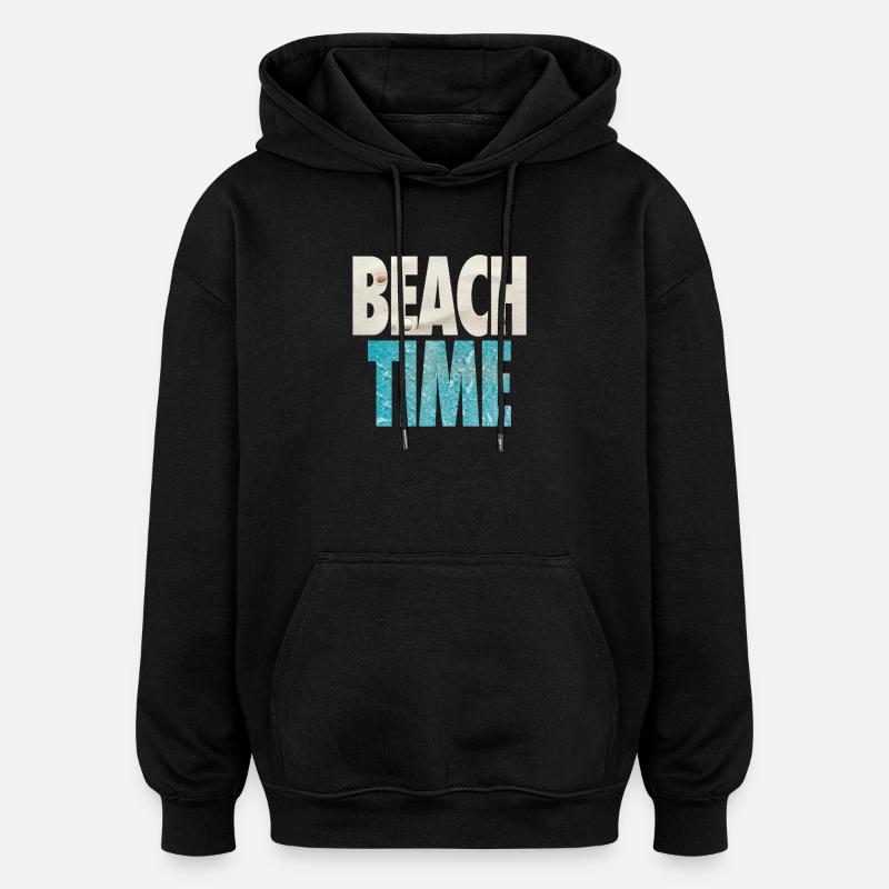 Tempo in spiaggia - Vacanze estive - Mare e sabbia - Felpa con cappuccio unisex oversize - nero