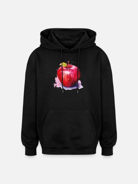 Aquarell Apfel im Farbspritzer - Oversized Unisex Hoodie - Schwarz