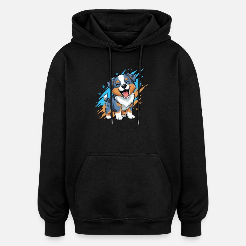 Fröhlicher Welpenfreund im Farbklecks - Oversized Unisex Hoodie - Schwarz