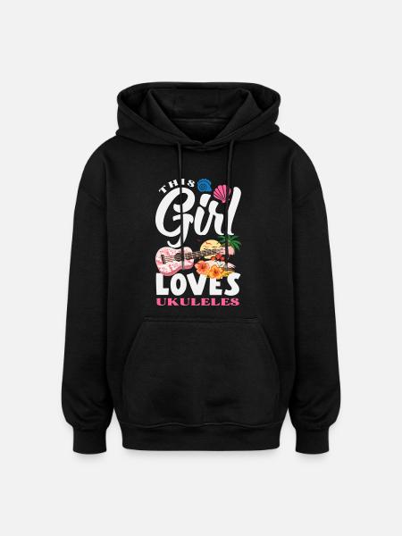 Funny Ukulele Designs and Sayings - Oversized Unisex Hoodie - black
