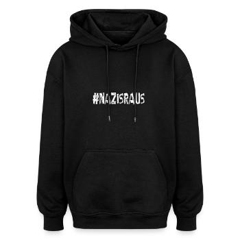 AfD stoppen gegen rechts Demokratie Vielfalt - Oversized Unisex Hoodie - Schwarz - Vorne - Noah (186cm)