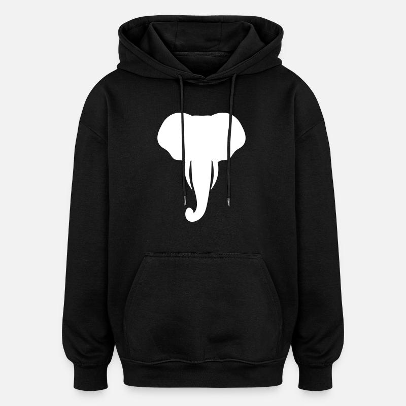 Cadeau Cool Elephant Head - Sweat à capuche oversize unisexe - noir