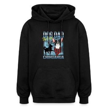 Propriétaire de chihuahua - Le meilleur papa de chien - Sweat à capuche oversize unisexe - noir - Devant - Noah (186cm)
