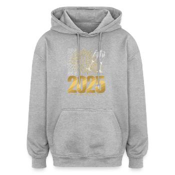 Nouvel An 2025 - Sweat à capuche oversize unisexe - bordeaux - Devant - Noah (186cm)