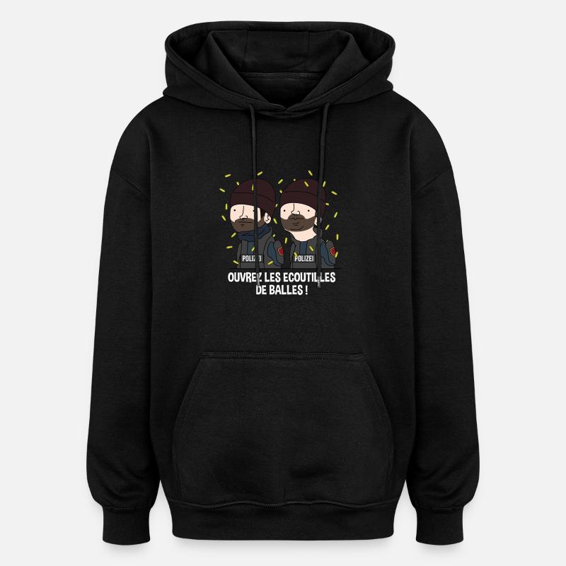 Les écoutilles de balles! - Sweat à capuche oversize unisexe - noir