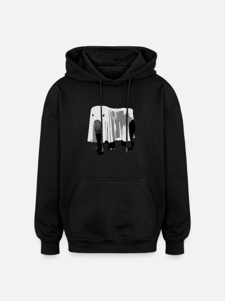 Elefant - Oversized Unisex Hoodie - Schwarz