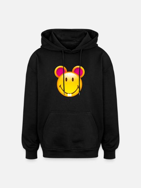 Smiley Mouse - Sweat à capuche oversize unisexe - noir