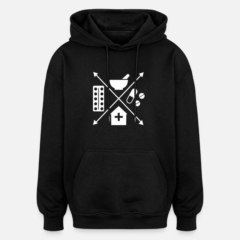 Pharmacie - Sweat à capuche oversize unisexe - noir