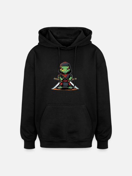 Ninja-Aligator #3 - Oversized Unisex Hoodie - Schwarz