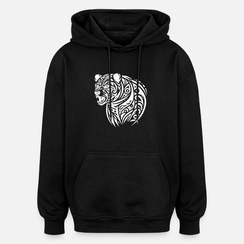 Ours Grizzli - Sweat à capuche oversize unisexe - noir