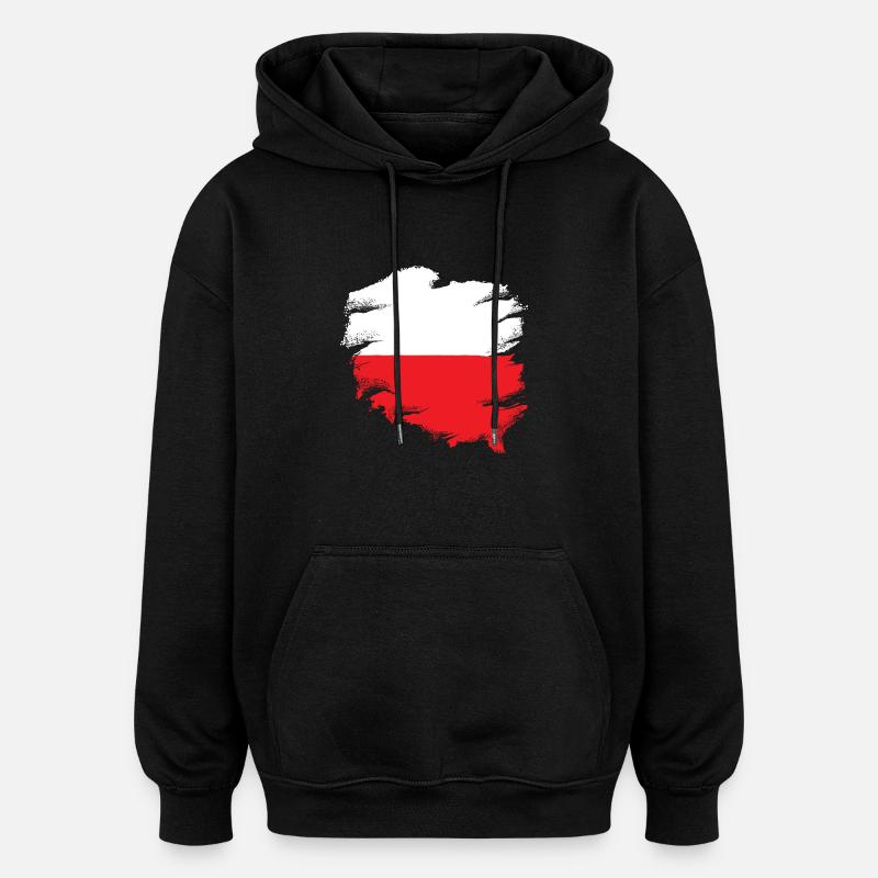 Drapeau polonais - Sweat à capuche oversize unisexe - noir
