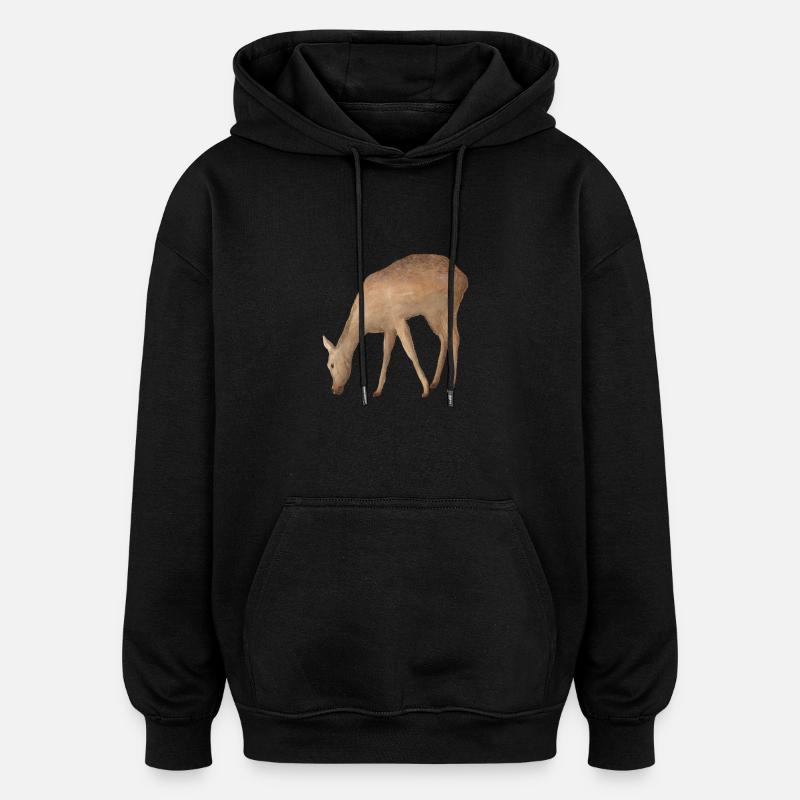 Cerf - Sweat à capuche oversize unisexe - noir