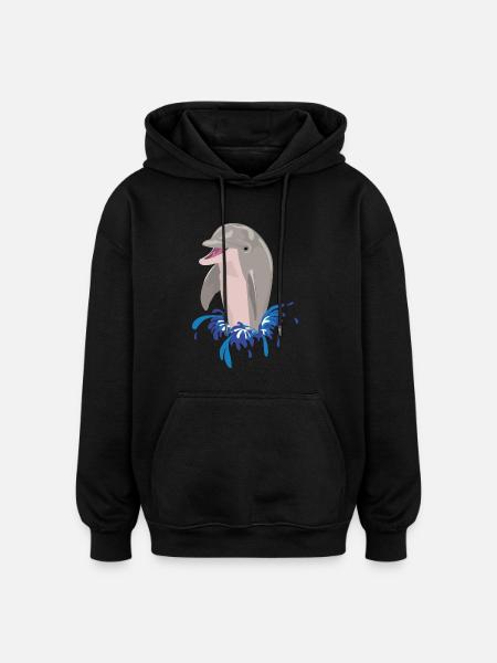 Dolphin sea beach splashes - Oversized Unisex Hoodie - black