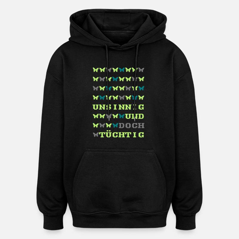 cadeau compétent absurde disant papillon - Sweat à capuche oversize unisexe - noir