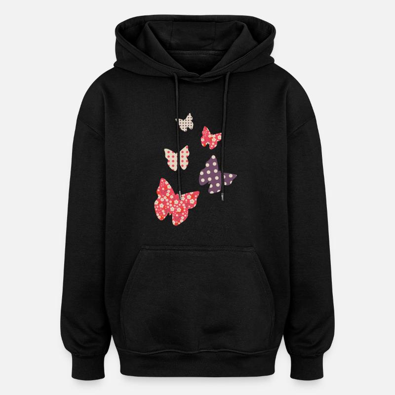 papillons - Sweat à capuche oversize unisexe - noir
