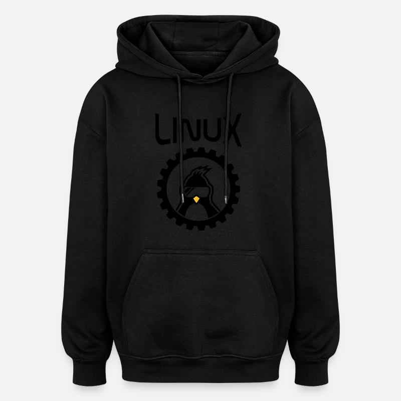 roue linux - Sweat à capuche oversize unisexe - noir
