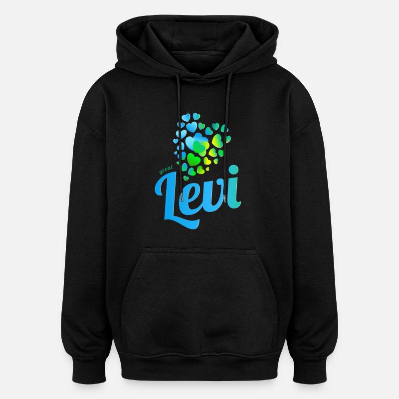 Lévi - Sweat à capuche oversize unisexe - noir