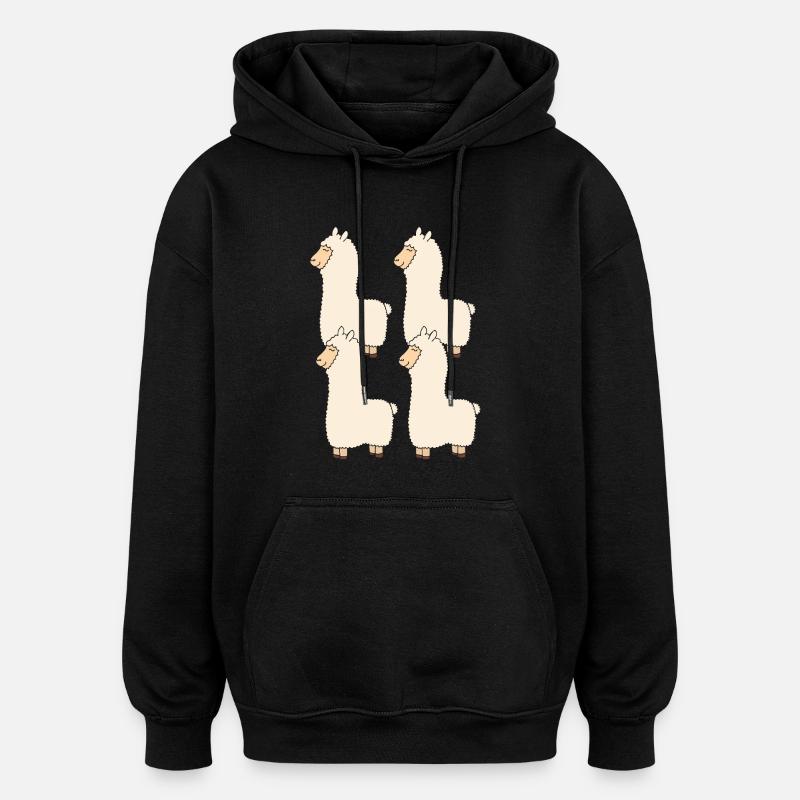 lama viererpack - Oversized Unisex Hoodie - Schwarz
