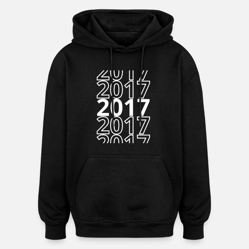 2017 2017 2017 - Sweat à capuche oversize unisexe - noir